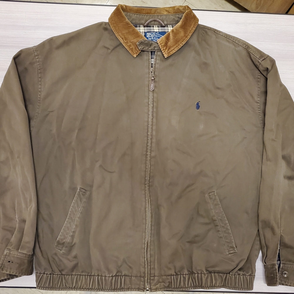 Polo by Ralph Lauren Men's Olive Jacket with Tan Collar